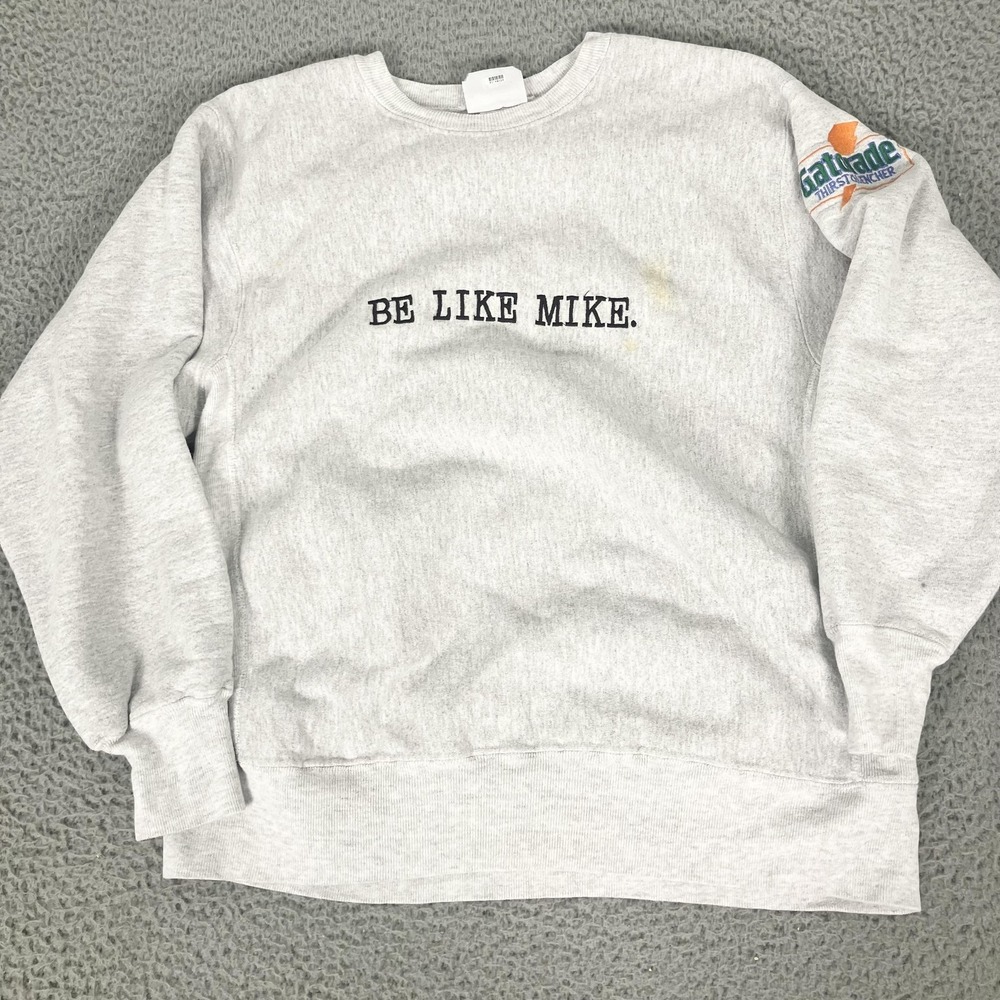 Vintage Lee Sweatshirt Mens XL Gray Be Like Mike Gatorade Patch Crewneck USA 90s